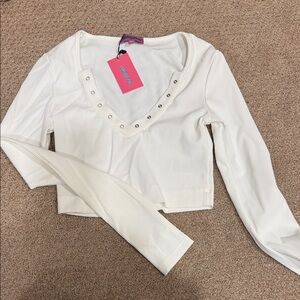 Edikted White Long Sleeve crop Top